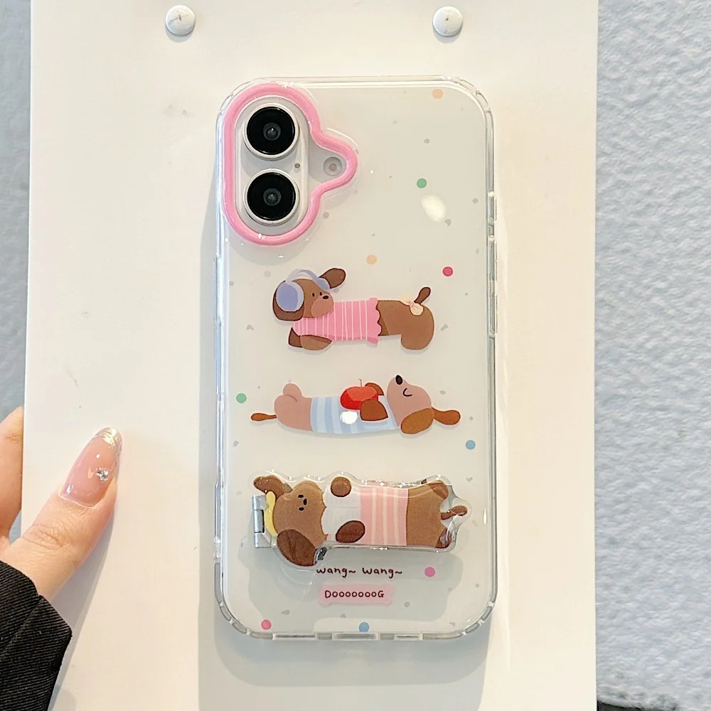 Niedliche Cartoon-Welpen-Tier-Handyhülle in einfarbiger Ausführung für iPhone 18 17 Air 16 15 14 13 12 11 Pro Max 7 8 Plus, stoßfeste, weiche Hülle – Detail 5