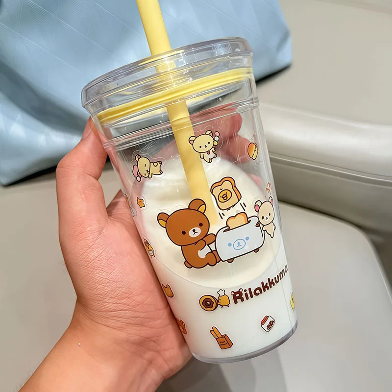 Portable Bottle Warmer - Rilakkuma Straw Cup Large Capacity Transparent