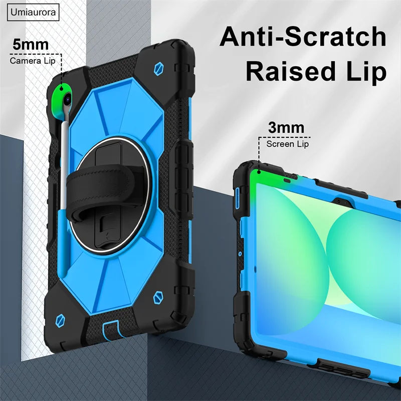 For Samsung Tab S10 FE 10.9 SM-X520 X510 S7 S8 S9 Plus 12.4 inch SM-X610 X820 Stand Strap Shockproof Tablet Case Rugged Funda