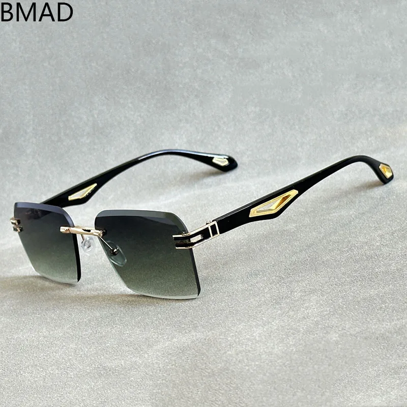 

2024 Vintage Rimless Sunglasses For Men Square Trendy Sunglasses Women Oculos Designer Glasses Lentes Gafas De Sol Lunette Vasos