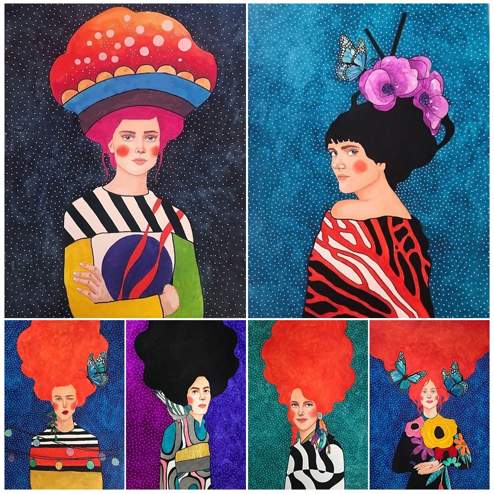 

Colorful Girl Modern Woman Poster Abstract Wall Art Canvas Painting Posters Home Decor Wall Pictures For Living Room Unframed