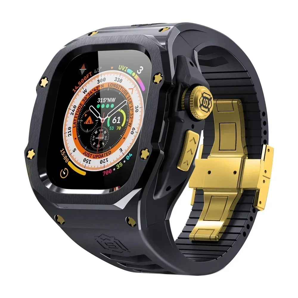 Luxuriöses Modifikationsset für Apple Watch Ultra 2 49 mm, Edelstahlgehäuse für IWatch 9 8 7 6 45 mm 44 mm Sportarmband-Ersatz – Detail 14