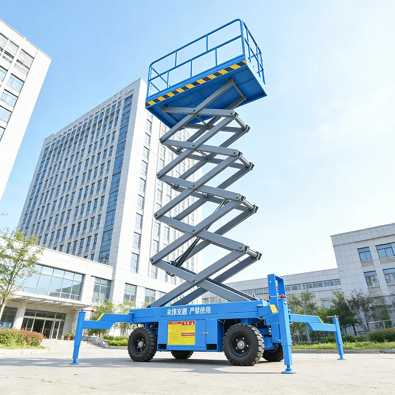 Electric Scissor Lift Self Propelled Mobile Aerial Work Platform with Extended Platform for Maintenance