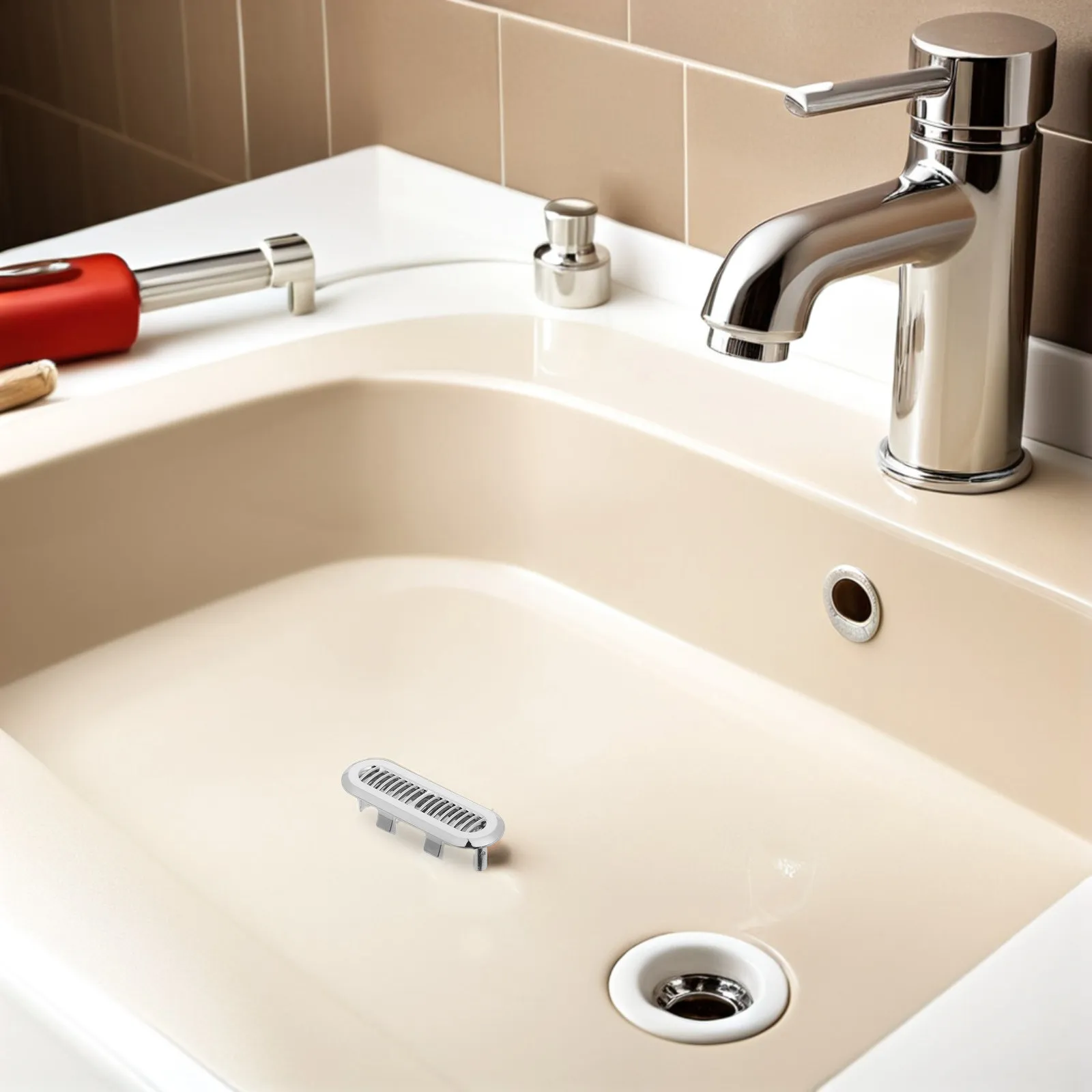 

5Pcs Sink Overflow Trim Ring Decorative Mesh Filter Cap Plastic Basin Cover Bathroom Sink Overflow Hole Protector Drain Cover