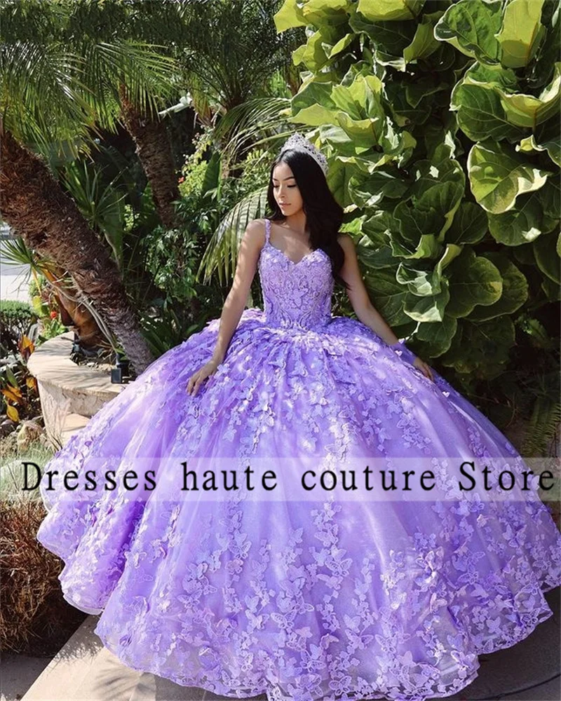 Nueva llegada Vestidos De quinceañera De encaje lavanda vestido De baile 2025 flor con cuentas personalizado dulce 16 vestido Vestidos De 15 años