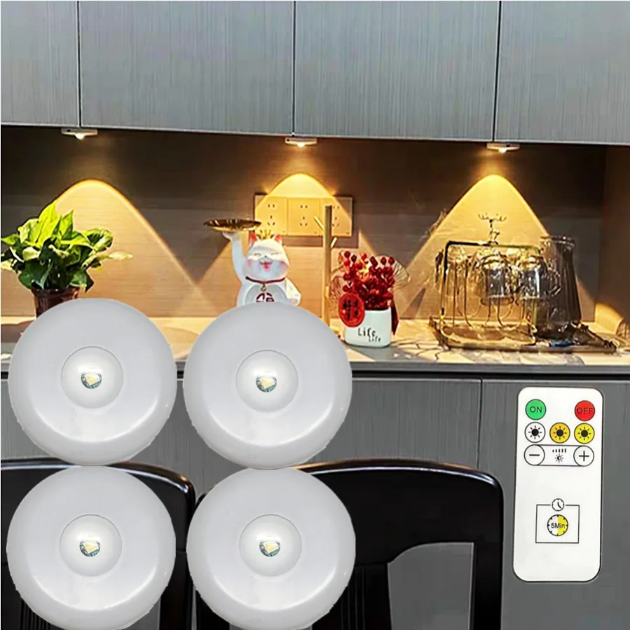 

Mini Wireless Super Bright LED Night Light USB Interface Remote Control Dimmable Under Cabinet Lights Closets Wardrobe Kitchen