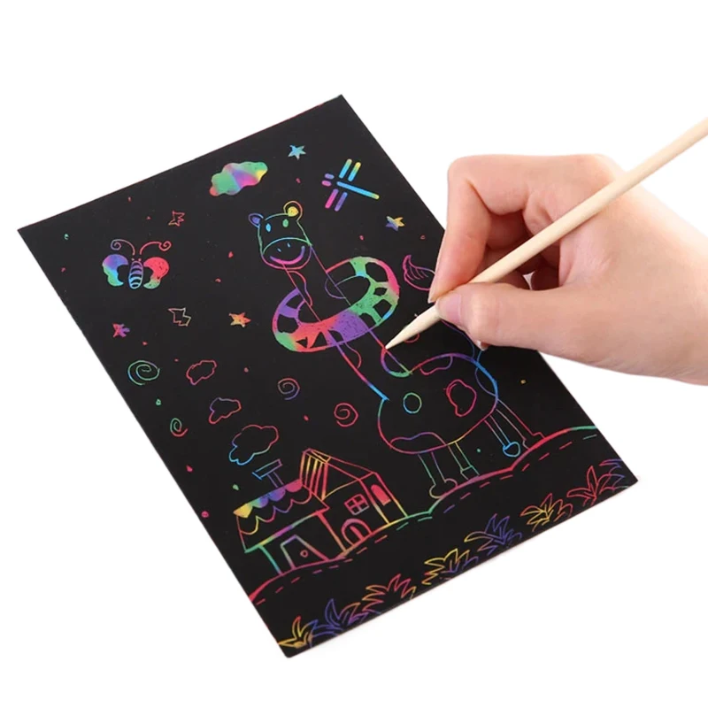مجموعة فن ورق الخدش للأطفال ، ألعاب رسم ، هدية ذاتية الصنع للفتيان والفتيات ، خدشها على الورق ، 4 قوالب #5