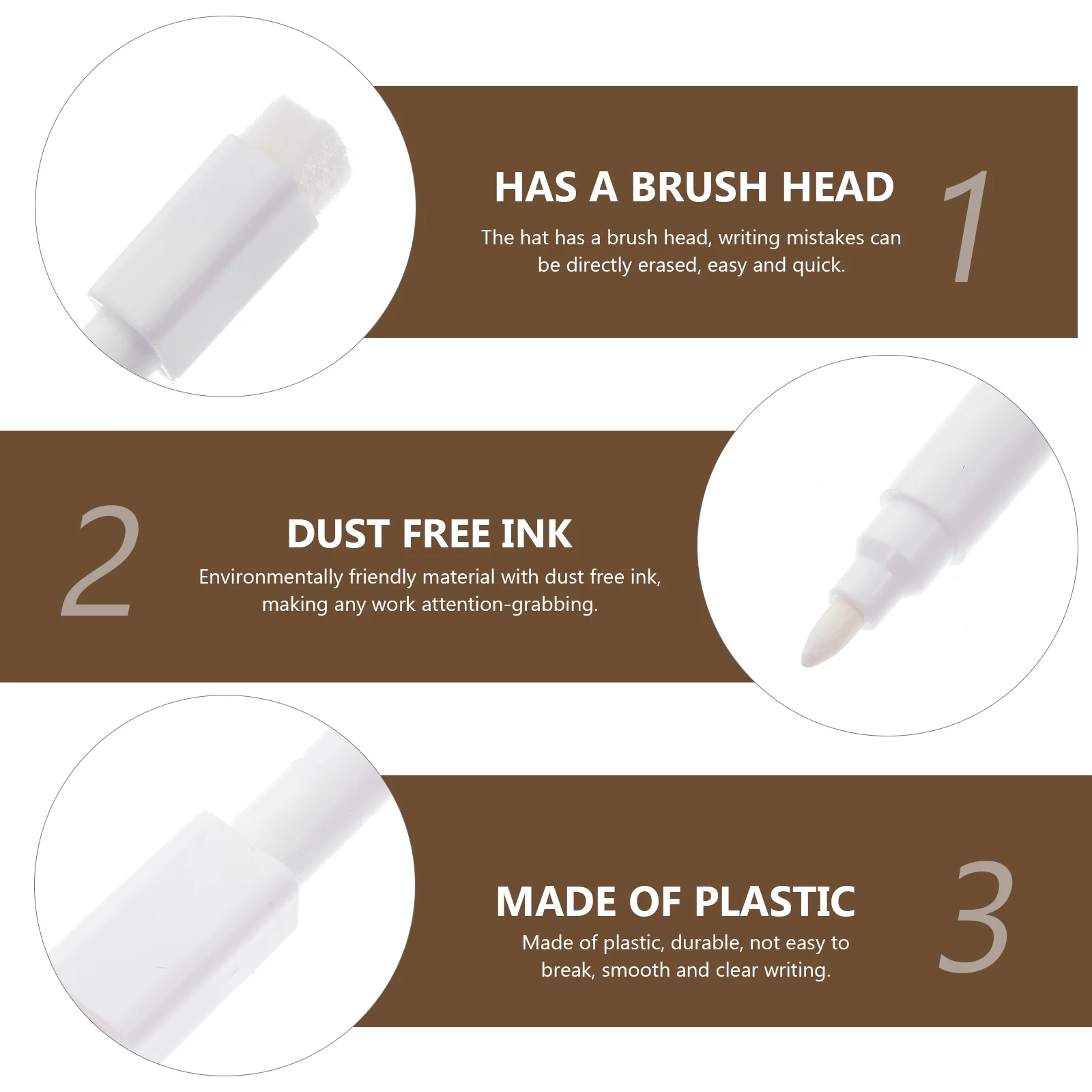 

15Pcs Chalkboard Chalk Pen Dust-Free Writing Marker with Brush Tip Ideal for Windows Whiteboards Crafts Teachers Artists Artists