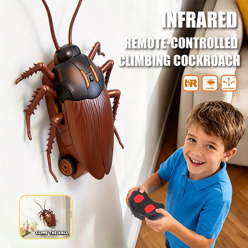 Electric IR Remote Wall-Climbing Roach Car 2-in-1 Ground & Wall-Crawling Stunt Vehicle Cockroach Model Fun Toy Kids Gifts VG254