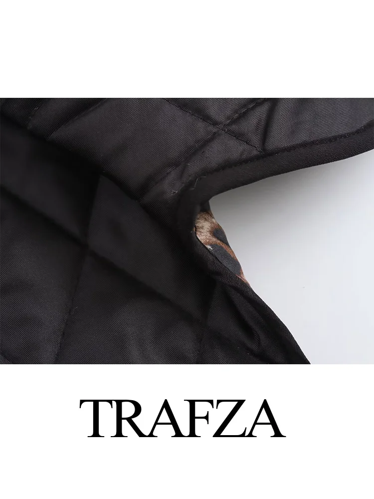 TRAFZA 여성용 우아한 레트로 프린트 V넥 포켓 짧은 조끼, 여성 시크 레이스업 민소매, 하이 스트리트 캐주얼 상의, 여름 신상