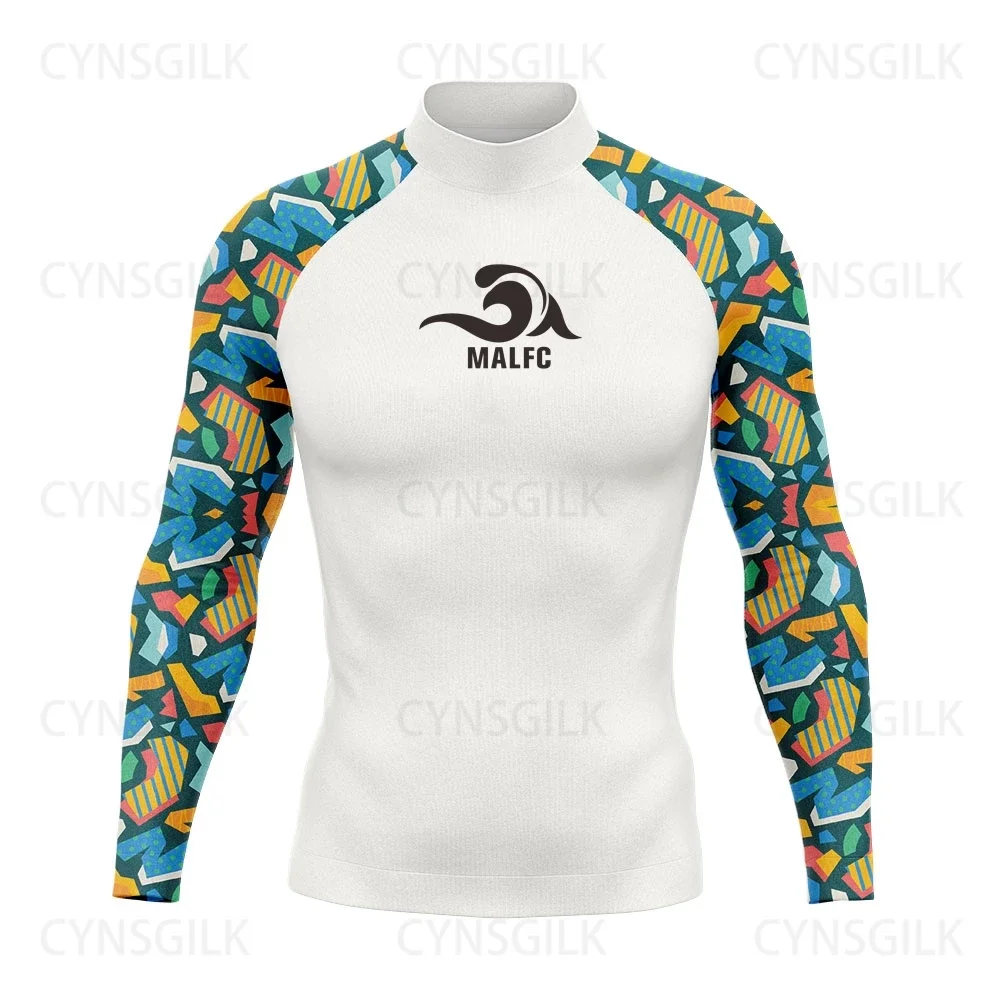 MALFC-Lange Mouw Rash Guard voor Mannen, Surfkleding, Badpak Rashguard, Surfkleding, UPF 50, Watersport, Zwemkleding, Snorkelen