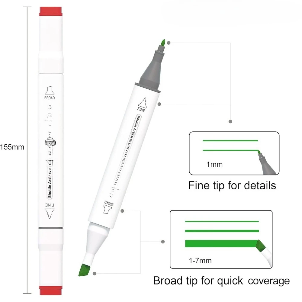 أقلام تحديد فنية مشهورة بوزن 280 لونًا ذات طرف مزدوج، 279 لونًا قلم تحديد دائم بالإضافة إلى خلاط عديم اللون، أقلام ذات طرف صغير - جديد #3