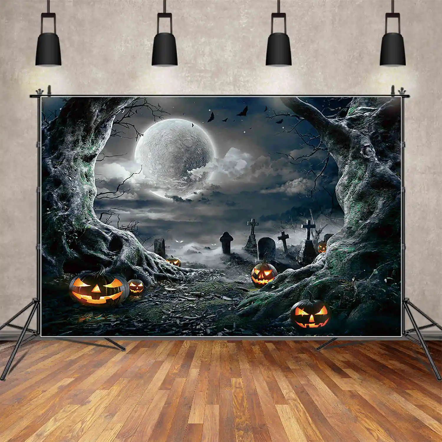 MOON.QG Halloween Castle Photography Backdrop 2025 Jack O Lantern Pumpkin Photozone Background Baby Studio Photocall Accessories