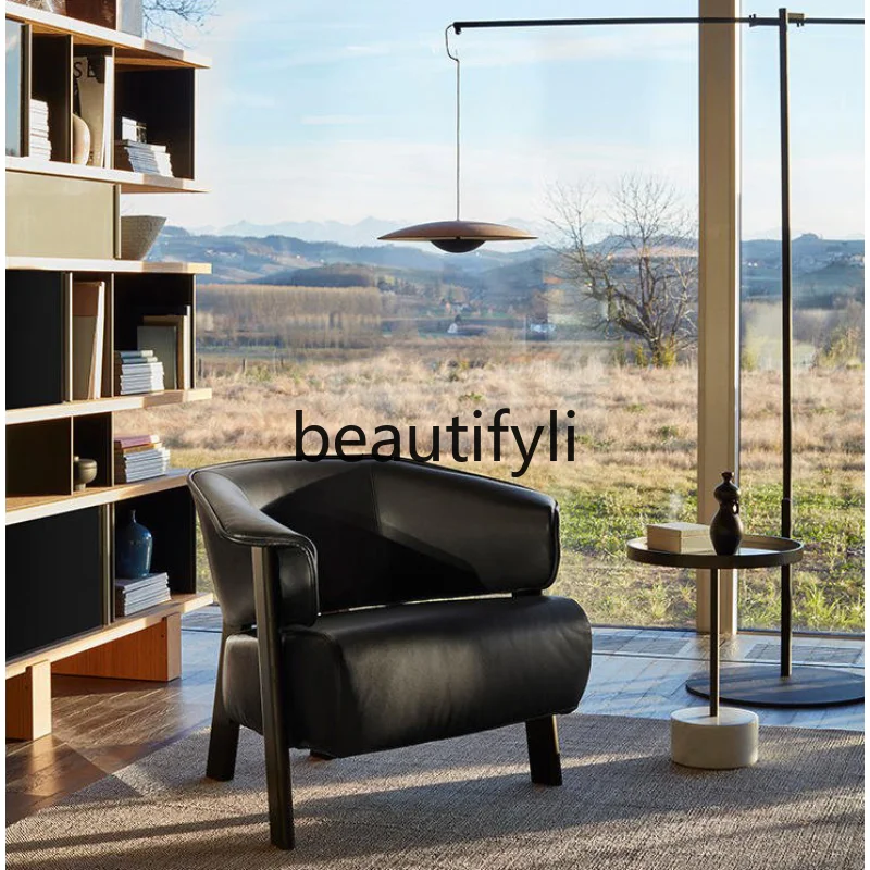 

Italian Minimalist Solid Wood Single Sofa Chair Designer Club Lounge Chair