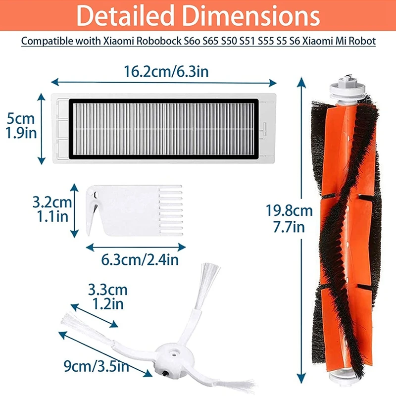 อุปกรณ์เสริมสำหรับ Xiaomi roborock อะไหล่อะไหล่เปลี่ยนหุ่นยนต์ดูดฝุ่น S5 S55 S51 S60 S6สูงสุด