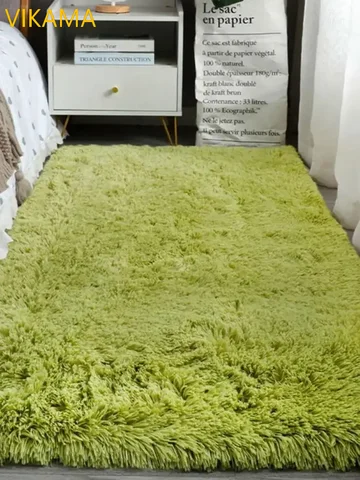 VIKAMA Silk wool Solid Colour Living Room Bedroom Bedside Sofa Soft Mat Home Light Luxury Non-slip Dirty Resistant Washable Rug