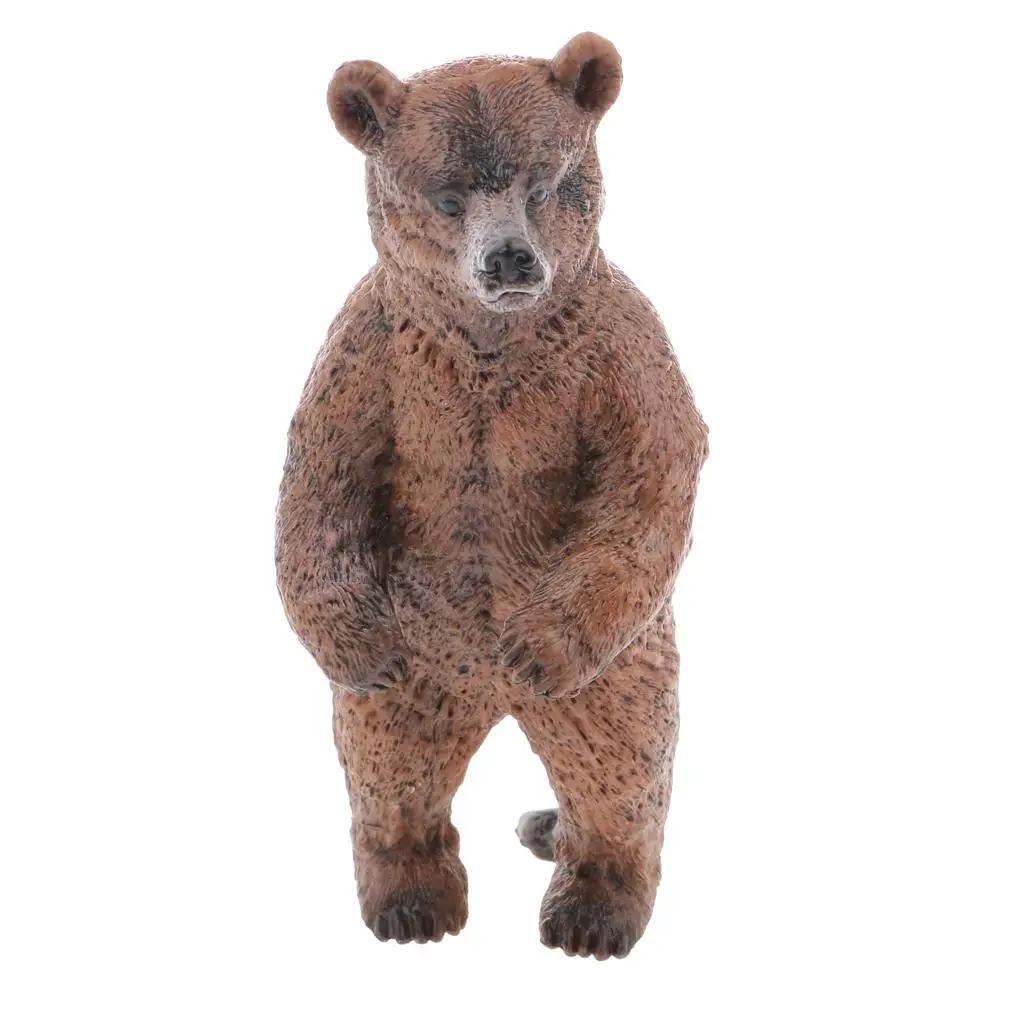 Lifelike Brown Bear Miniature Action Figure Plastic Animal Model Kid Toy for Zoo Display and Gift