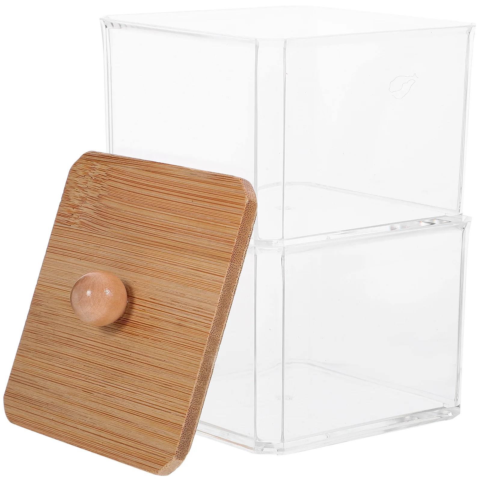 

Cotton Storage Box Transparent 2 Compartments Swab Container Bathroom ganizer Pad Holder Easy Clean Material