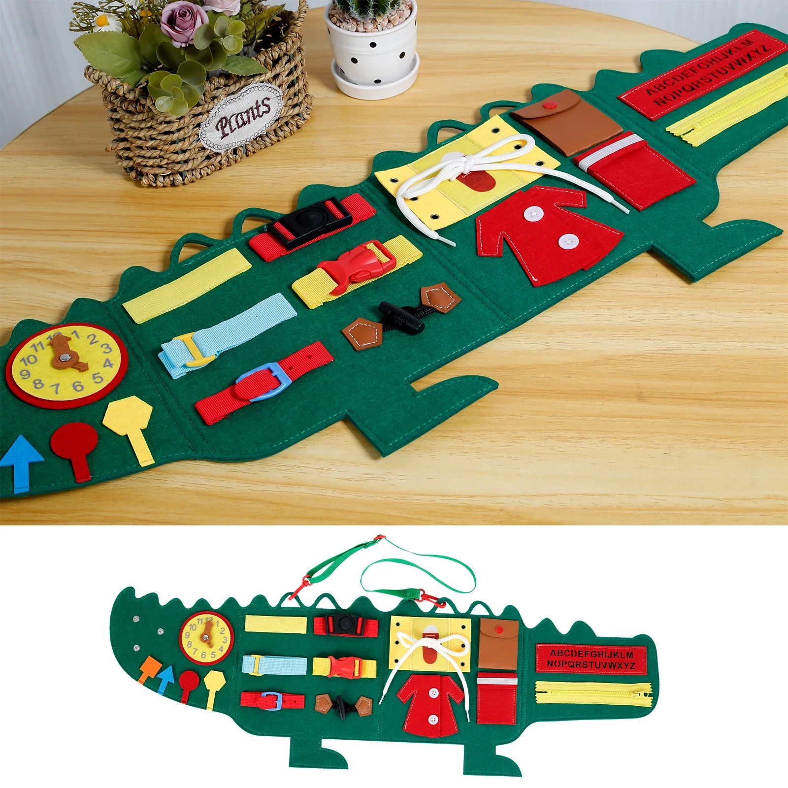 

Crocodile Montessori Busy Board,Sensory Wall Panel,Crocodile Activity Felt Sensory Board, Educational Sensory Activity Board