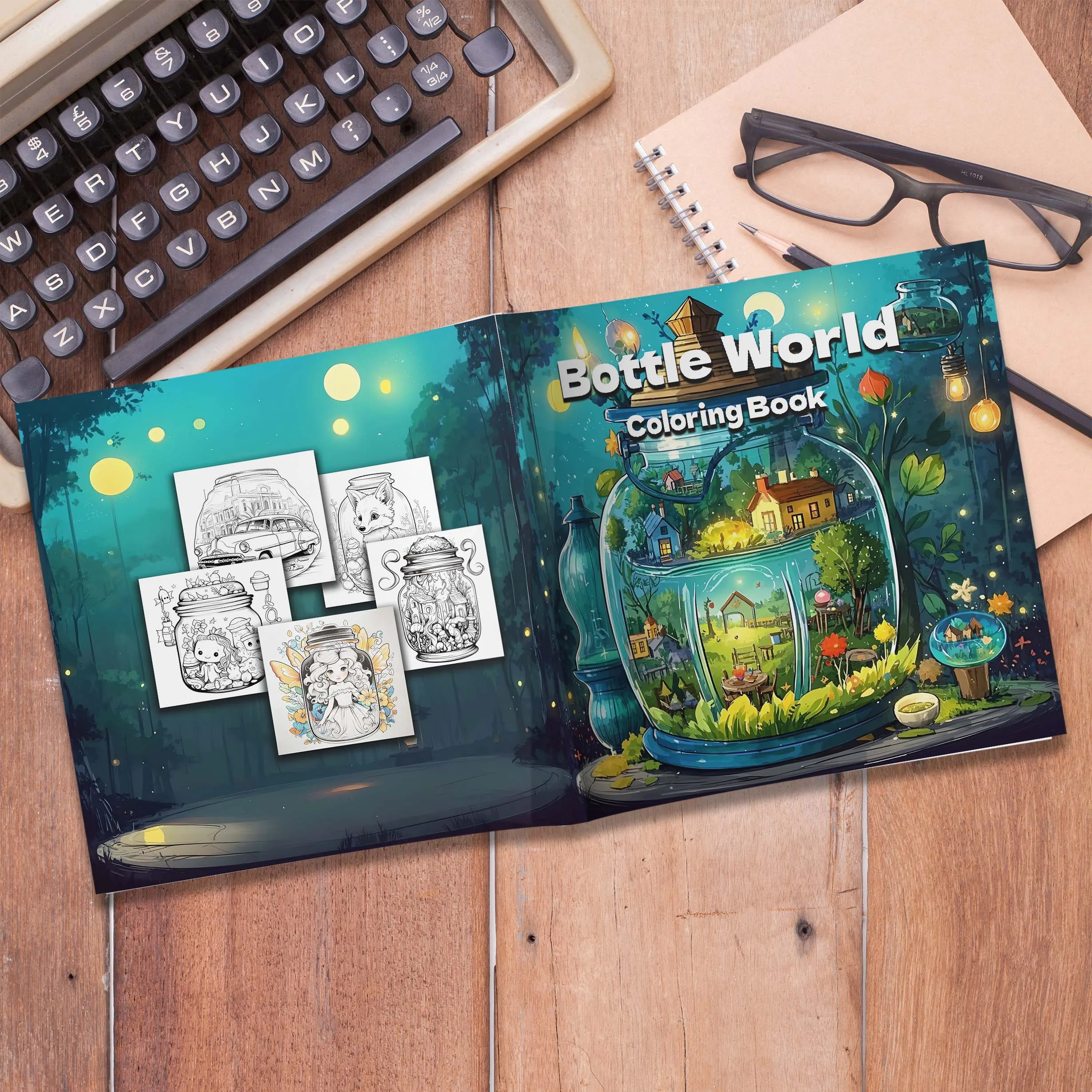 Bottle World Coloring Book 24 page Gift For Birthday Party Relieve Stress Kill Time Graffiti Painting Drawing Book Original
