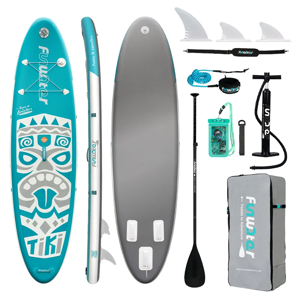 Funwater 320cm Aufblasbares SUP-Board 10'6" Stand-up-Paddleboard im Tiki-Design mit Kamerahalterung und Schultergurt-Set – Detail 9