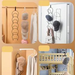 5Pcs Hat Rack Iron Punching Free Multi Layer Multifunctional Space Saving Hat Hanger Holder