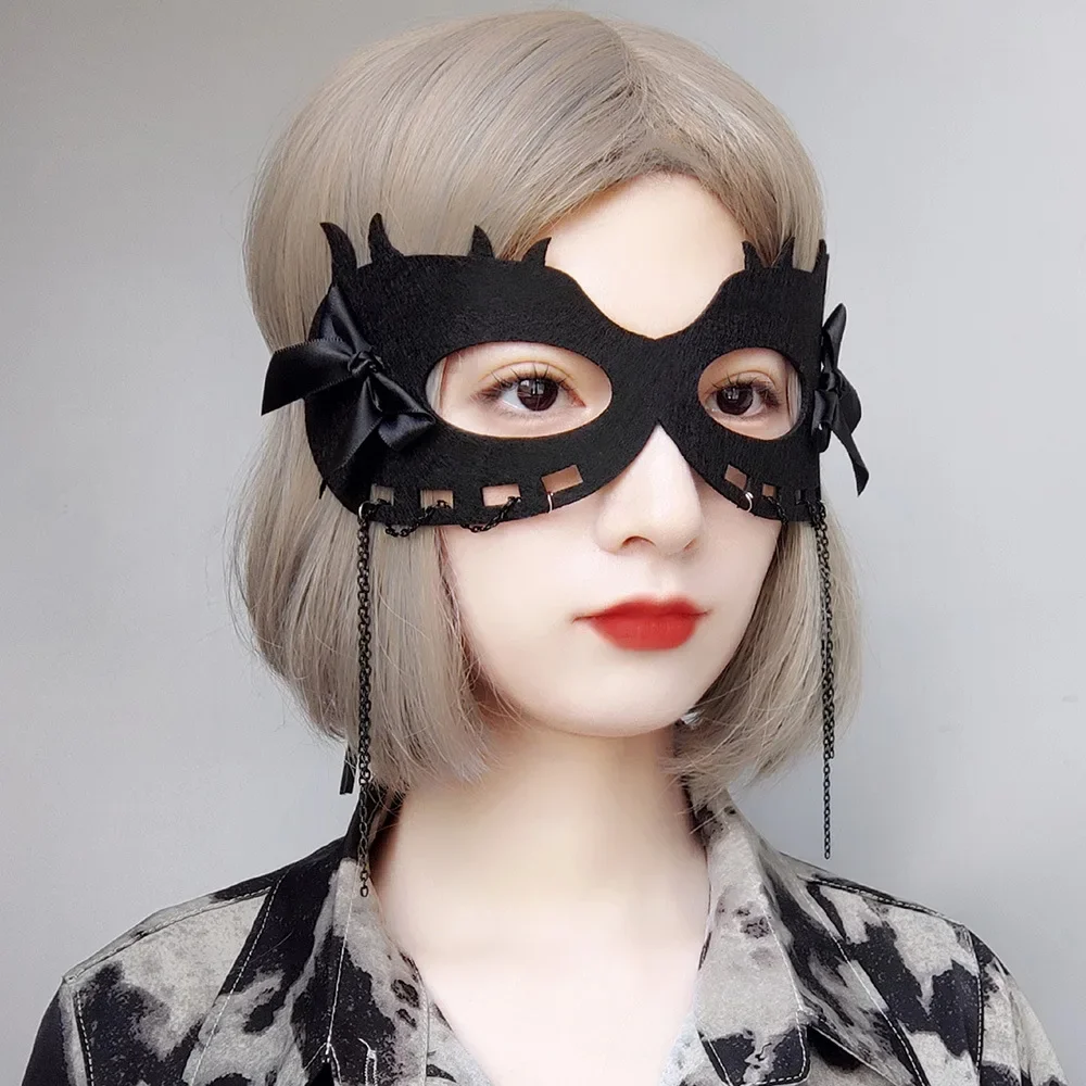 

Halloween party mask bow animal half face demon mask