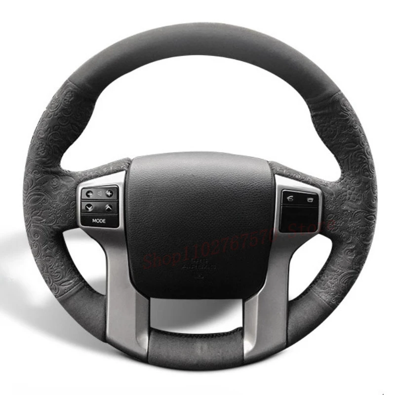 

DIY Hand Sewn Anti Slip Sweat Absorbing Suede Steering Wheel Cover Wrap For Toyota Prado 2010-2017 Car Interior Accessories