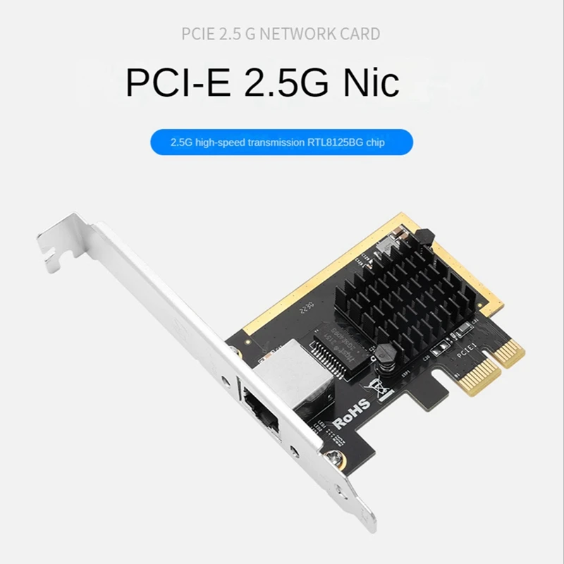 

Гигабитный сетевой адаптер 2,5 Гбит/с PCI-E Сетевая карта 2,5G RJ45 Карта контроллера локальной сети RTL8125B Чип сетевая карта