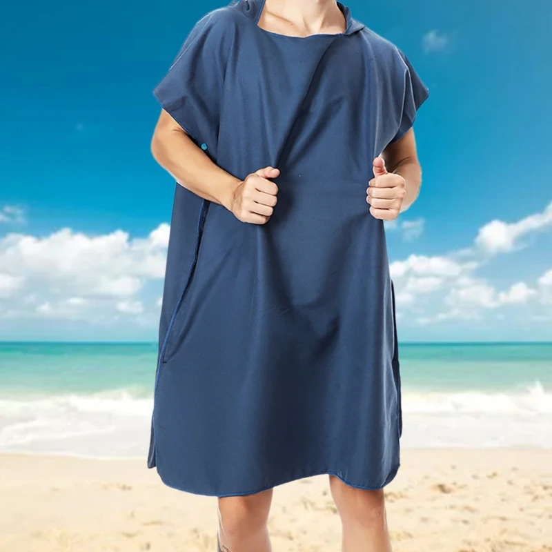 Changing Robe, Microfibre Light Weight Changing Towel Poncho with Hood for Surfing Swimming Wetsuit Beach Changing