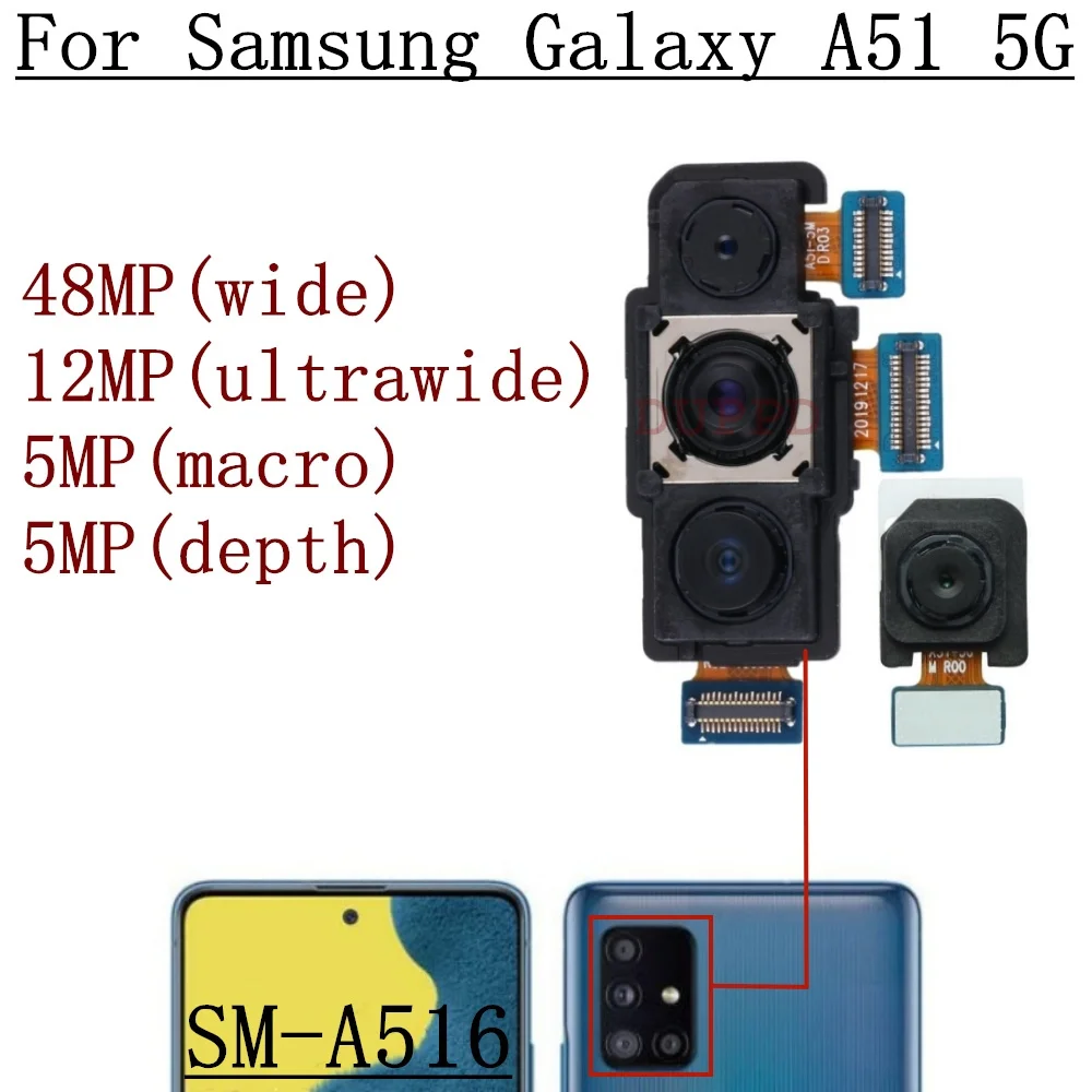 Rear Front Camera For Samsung Galaxy A51 5G A516F A516V A516N Backside Back Facing Wide Camera Module Replacement Parts