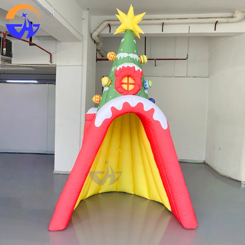 

Inflatable Christmas Tree House Arch with Star and Ball Decorations Outdoor Christmas Decoration Advertising Prop
