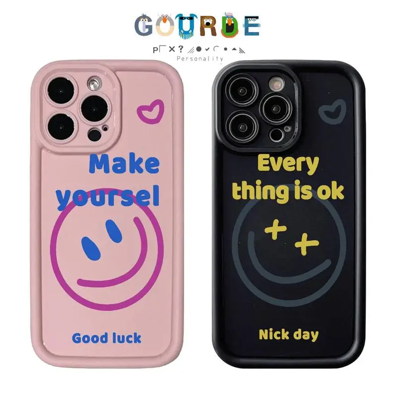 

Gourde Inspirational Lucky Smile patterns Phone Case for Iphone 16 15 14 12 13 11 Pro Max IP 7 8 Plus Iphon X XS XR Xs Max
