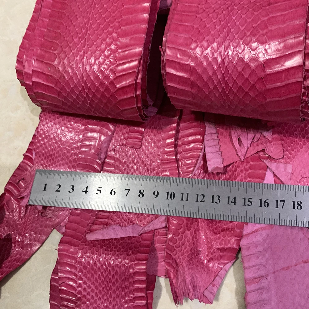 Rose Red snake skin Genuine Snake Leather For DIY Handmade Watch strap Snake Leather Solid color snake skin Leather 120/130cm