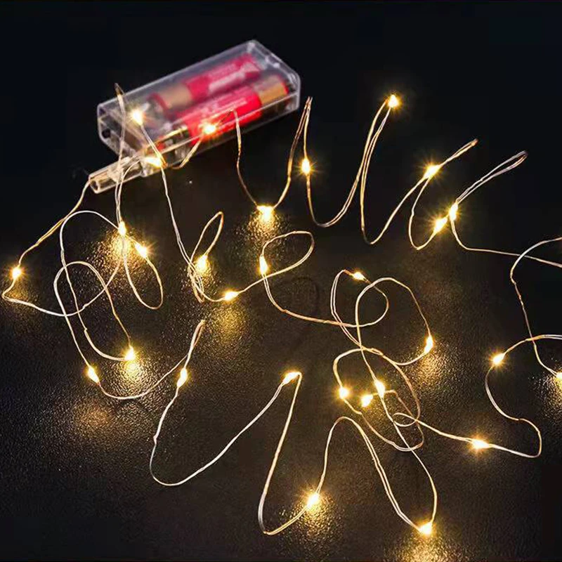 3 قطعة 3M الأسلاك النحاسية LED سلسلة أضواء بطارية تعمل بالطاقة الجنية LED سلسلة أضواء DIY بها بنفسك حفلة عطلة الزفاف عيد الميلاد الديكور