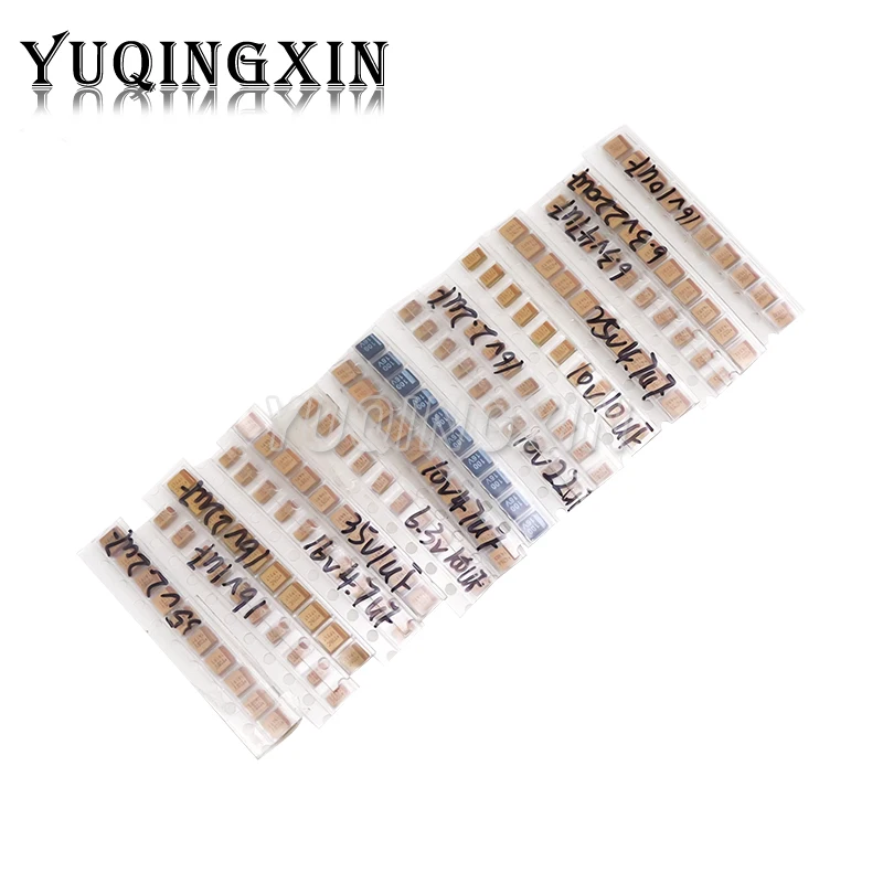 150pcs SMD Tantalum Capacitor Assortment Kit 15Values Each 10pcs 1uF-220uF 2.2uF 4.7uF 10uF 47uF A/B Case Tan Capacitance Set