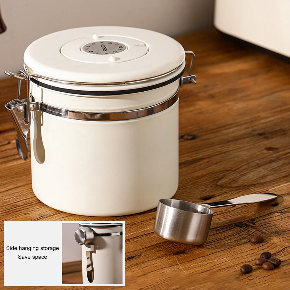 1.2/1.5/1.8L Stainless Steel Coffee Bean Can Large Capacity Coffee Storage Container Sealing Coffee Filling Food Storage Contain