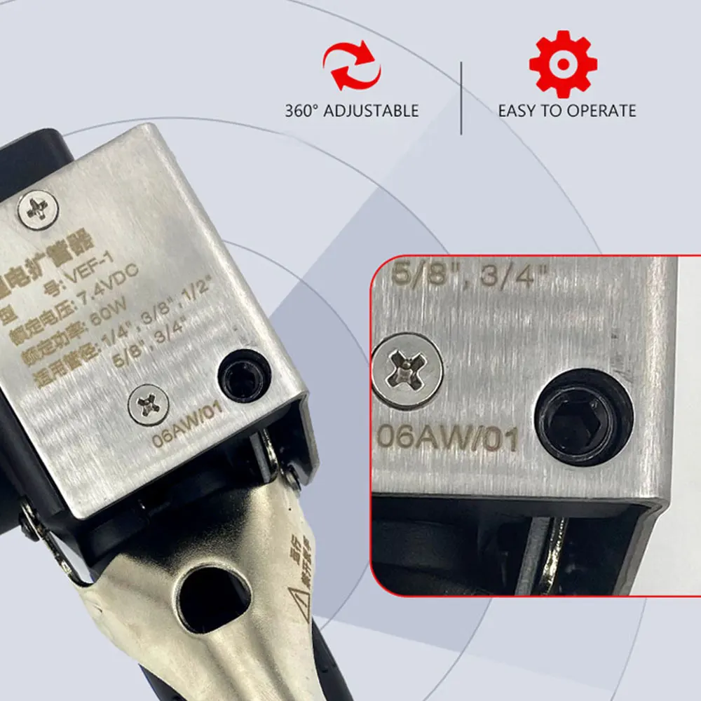 Automatic Cordless Copper Tube Expander VEF-1/2 Lithium Battery HVAC Refrigeration Bell Mouth Tool
