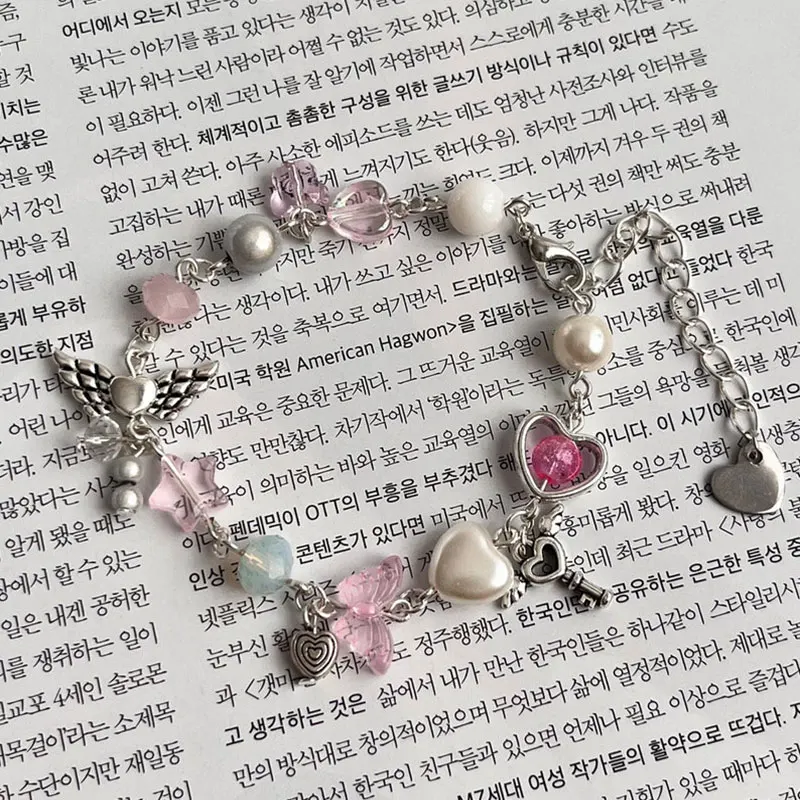 

Handmade Heart shaped Beaded Bracelet Pink Blue Green Star Bracelet bracelet for women charm bracelet cute bracelets y2k