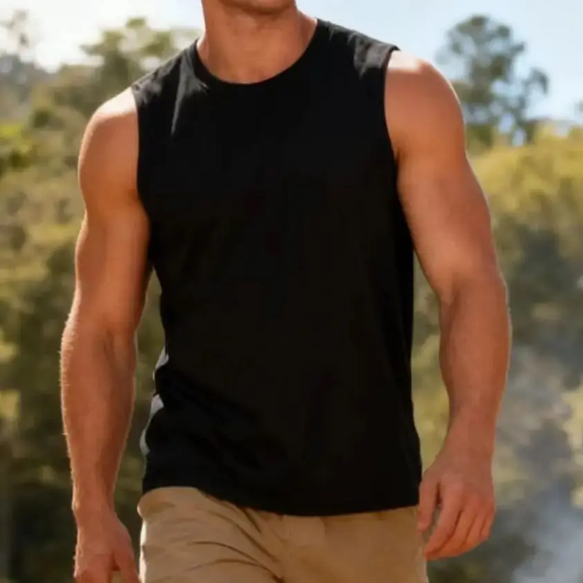 

ALL Seasons Slim New Men's Pure Cotton Vest Simple Fashion Sports Vest Youth Fitness Training Play Sleeveless Round Neck TOP