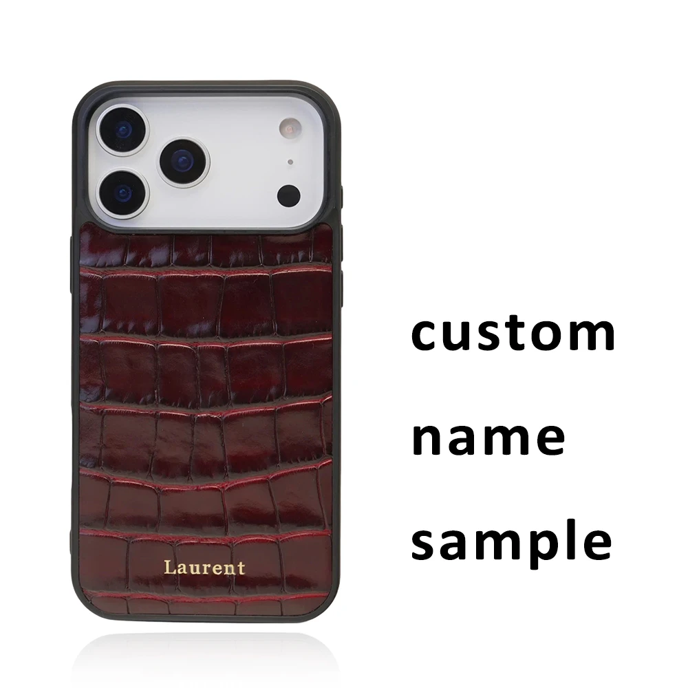Custom Name Personalized Crocodile Pattern Italian Leather Luxury Phone Cover for Iphone 16 13 14 15 17 Pro Max Case Gift Friend