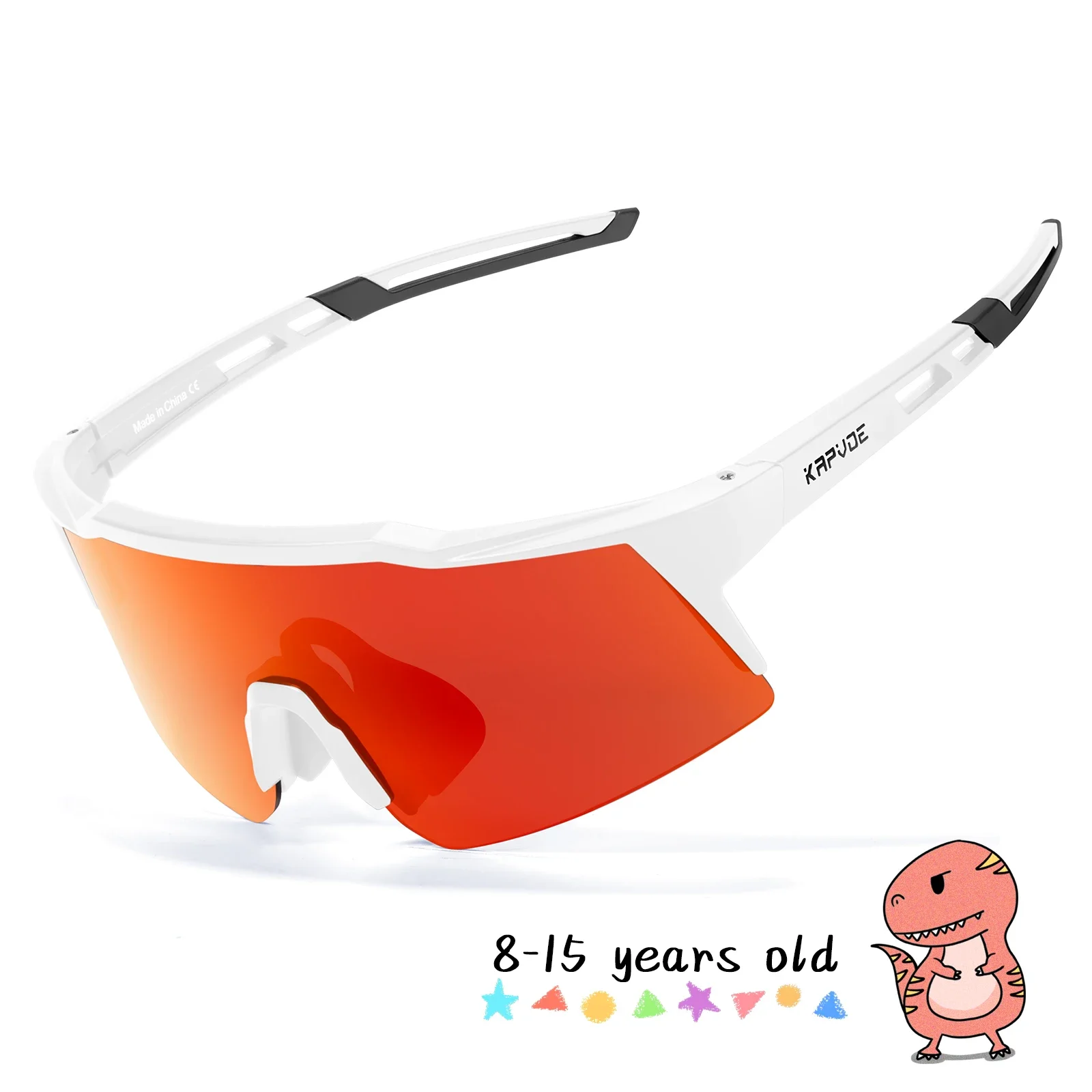 Kapvoe Kinder-Radsport-Sonnenbrille im Alter von 8–15 Jahren, Baseball, Laufen, Kinderbrille, UV400, Sport, Reiten, Fahrradbrille