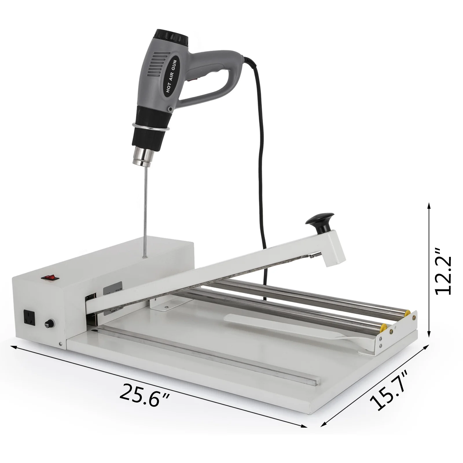 VEVOR-máquina de envoltura retráctil de 18 pulgadas, máquina de embalaje de hierro Premium, sistema de sellador térmico de plástico PVC con pistola de aire caliente para libros y alimentos