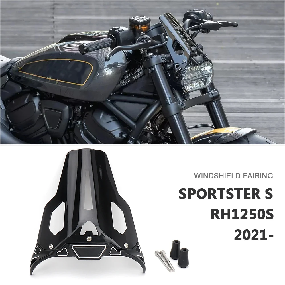 

New Windshield Wind Screen Deflector For Sportster SPORTSTER S RH1250S 2021 2022 2023 Motorcycle Accessories Black Windscreen