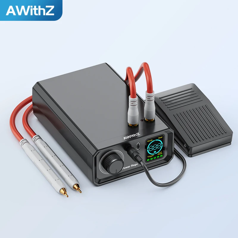 

Awithz 1380A 9KW Thickness Handheld Adjustable Welding Machine Portable Spot Welder for 18650 Battery with Pedal