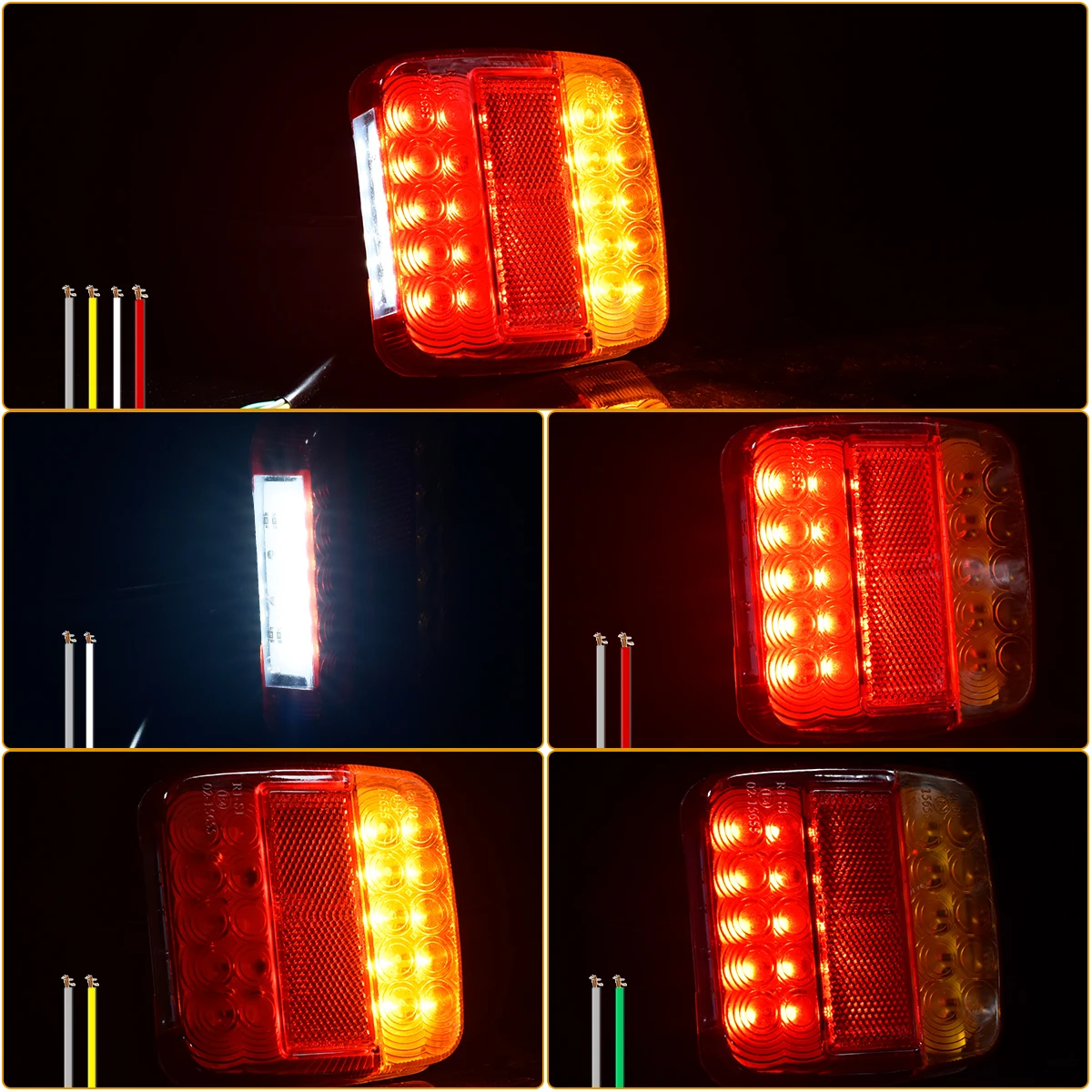 2 قطعة LED الذيل 12 فولت/24 فولت مصباح متعدد الوظائف للفرامل/عكس/الضباب/إشارات الانعطاف/الشاحنة/المقطورة/RV/SUV
