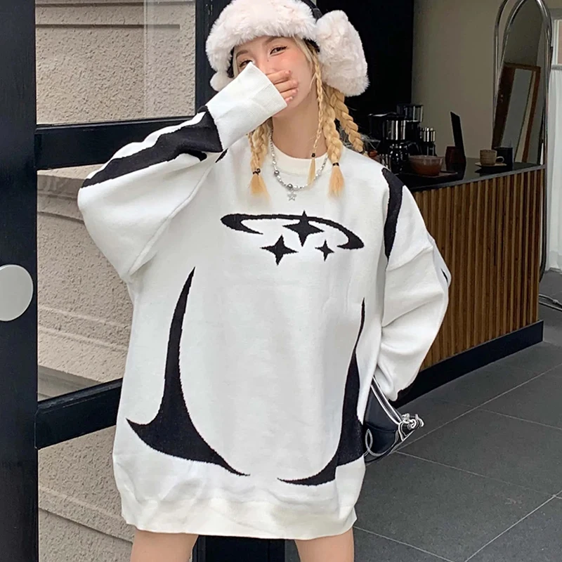 2024 New Hip Hop Streetwear Y2K Autumn and Winter Round Neck Couple Sweater Oversize Knit Men\'s Tops sweaters Female clothing