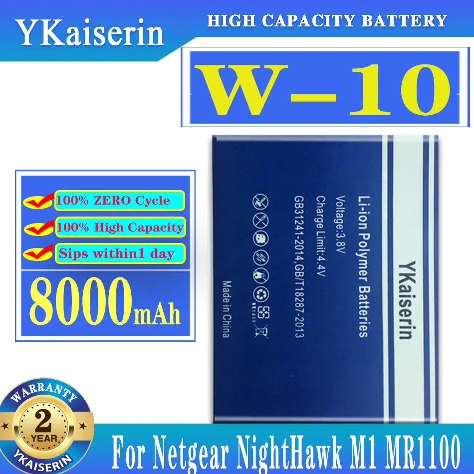 YKaiserin W-10 8000mAh Replacement Battery For NETGEAR NightHawk M1 MR1100 W10 New Battery + Track Code