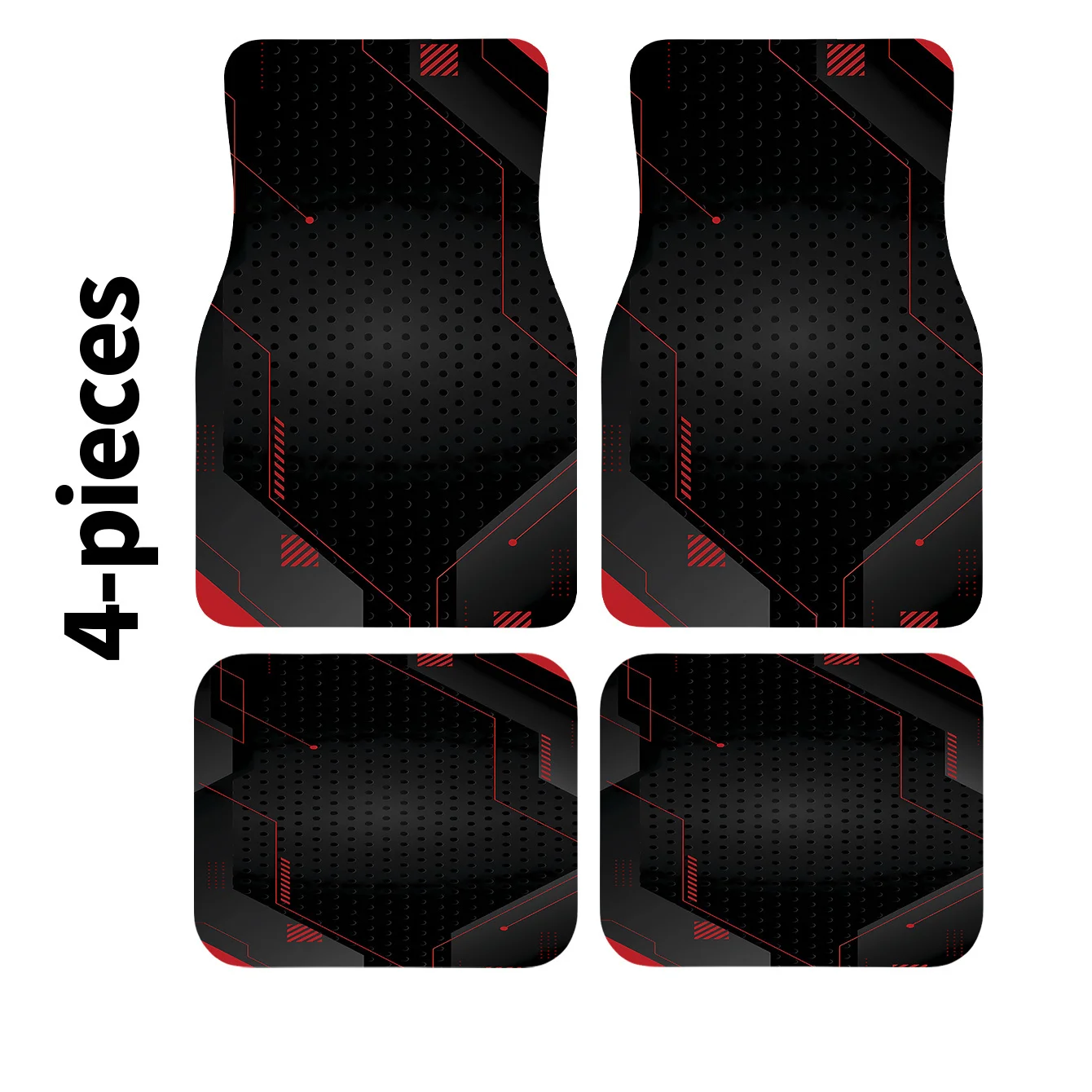 Set Of 4 Car Mats With A Modern Geometric Design - Chic & Innovative - For Vehicle Interiors - Suitable For Cars, Trucks, And Su