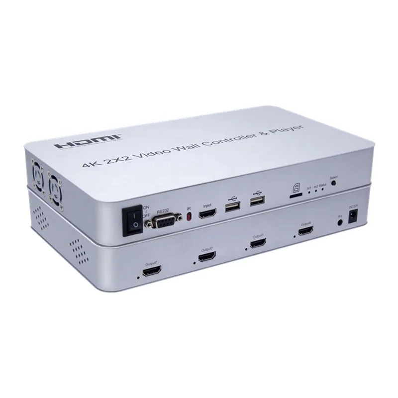 HDMI video wall controller 2x2 with player video wall processor USB input 4K/30Hz 3840x2160 for videoconferences